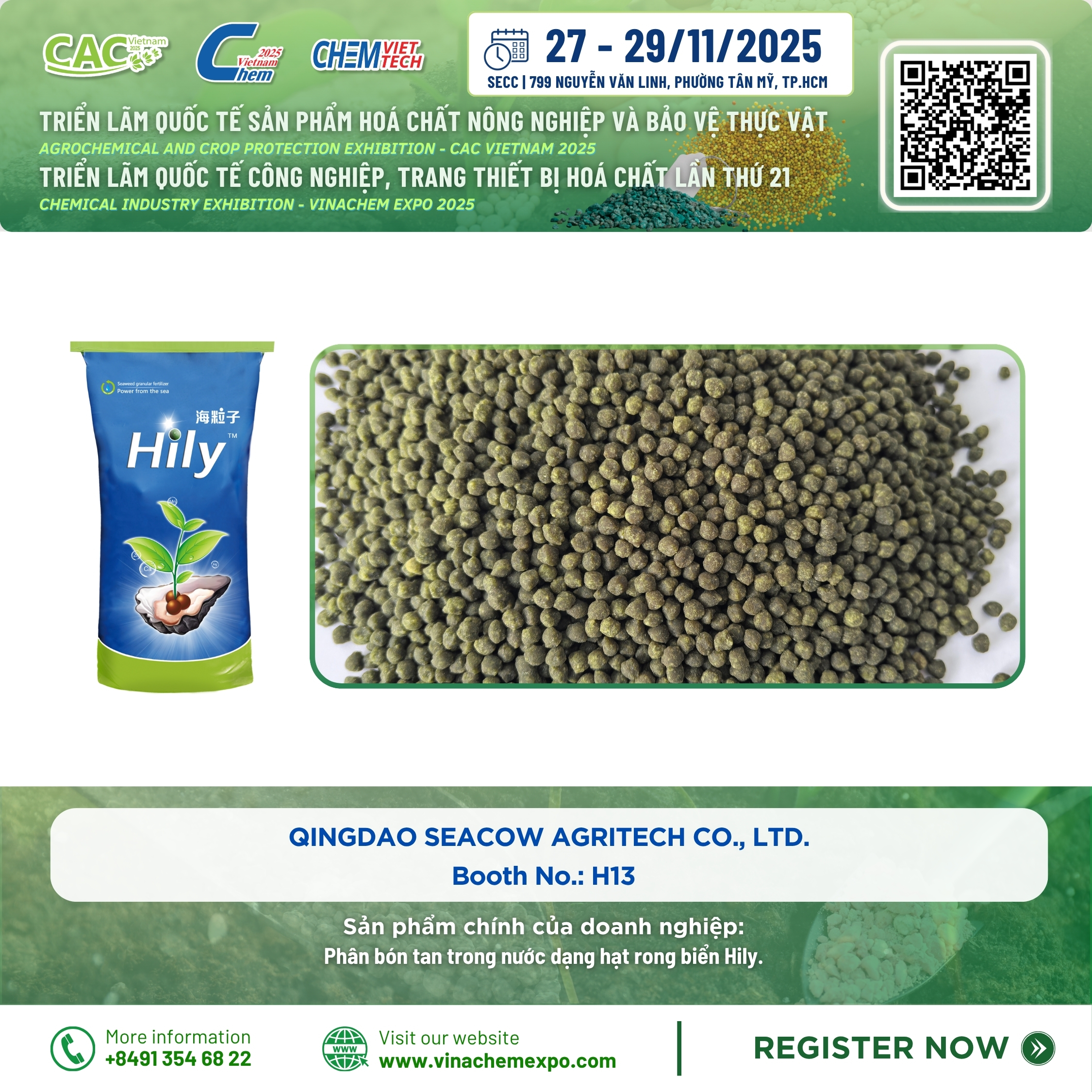 phân bón rong biển Hily dạng hạt tan trong nước cho nhiều cây trồng